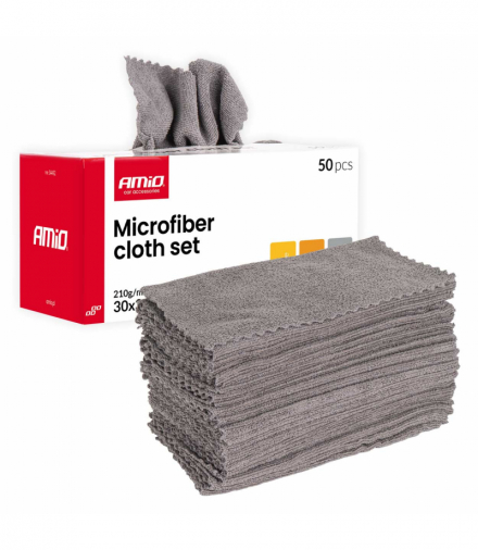 Zestaw ściereczek z mikrofibry 50szt. 210gsm 30x30cm AMiO 04492