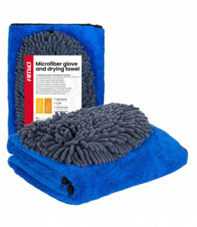 Rękawica z mikrofibry i ręcznik do osuszania samochodu 94/800gsm 20x26/60x90cm AMiO 04489