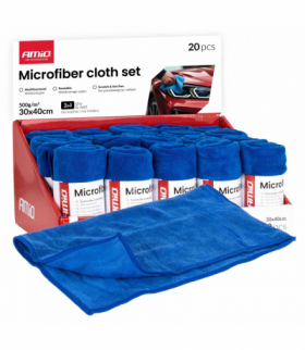 Zestaw ściereczek z mikrofibry 20szt. 500gsm 30x40cm AMiO 04490