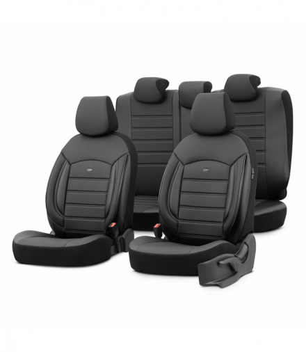 Komplet pokrowców na fotele samochodowe OTOM INSPIRE 3501 BLACK ECO-LEATHER 3-ZIP OTOM OT85511