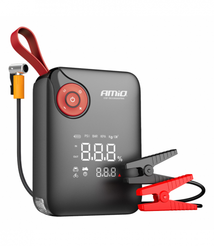 Urządzenie rozruchowe 4w1 booster powerbank kompresor latarka LED 12V 7.2Ah 600A PRO AMiO 04675