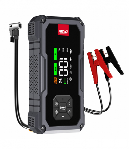 Urządzenie rozruchowe 4w1 booster powerbank kompresor latarka LED 12V 7.2Ah 600A PRO AMiO 04674