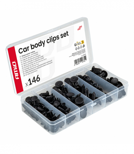 Zestaw spinek i kołków samochodowych mały 146szt. AMiO 04735
