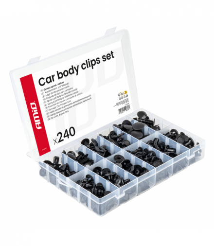 Zestaw spinek i kołków samochodowych średni 240szt. AMiO 04737