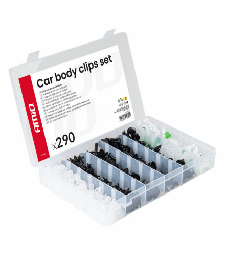 Zestaw spinek i kołków samochodowych średni 290szt. AMiO 04742