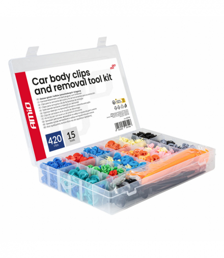 Zestaw spinek i kołków samochodowych i ściągaczy 420+15szt. AMiO 04744