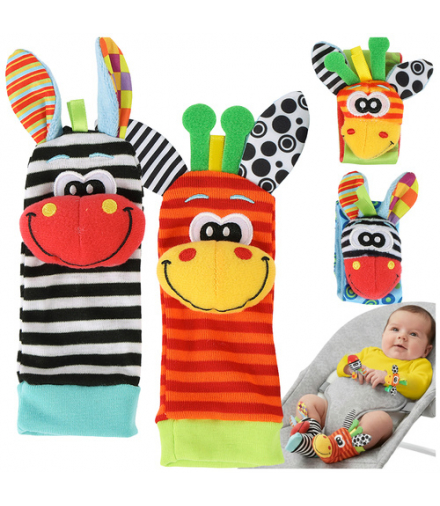 Grzechotki dla dzieci, zestaw 4szt. sensoryczne opaski i skarpetki dla niemowląt, 0+, Kruzzel 25068 18761