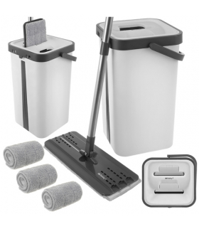 Mop z wiadrem 11L dwukomorowym na wodę czystą i brudną, z wyciskaczem i 3 chłonnymi nakładkami Ruhhy 27232 18795