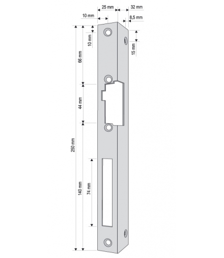 KĄTOWNIK DO RYGLA (ELEKTROZACZEPU) KR-04G2 lewy długi