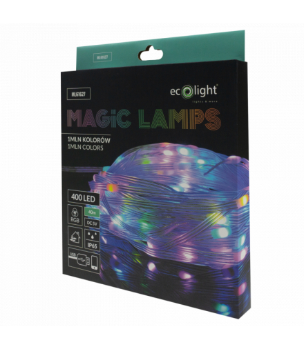 Magiczne lampki 400led 1mln kolorów 40m DC5V Eco Light ML61627