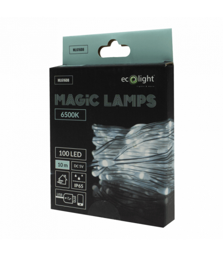 Magiczne lampki 100 led 6500K 10m DC5V Eco Light ML61608