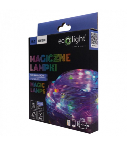 Magiczne lampki 1mln kolorów 200 led 10m DC5V Eco Light ML61088