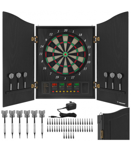 Tarcza elektroniczna do gry w dart, rzutki, tarcza elektroniczna, 27 gier, 243 warianty, 16 graczy, 6 lotek, 50 grotów Trizand 27046 18799