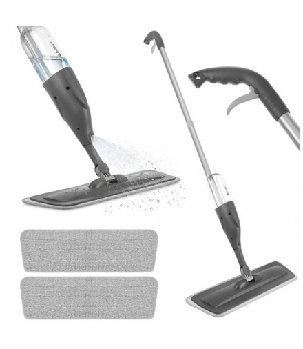 Mop płaski ze spryskiwaczem 300ml, obrotowy 360°, składany z 3 nakładkami w zestawie, Ruhhy 24087 18802