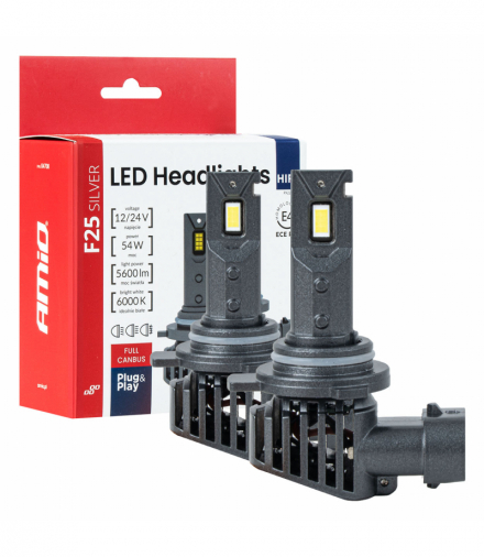 Żarówki samochodowe LED F25 SILVER FULL CANBUS 54W HIR2 9012 12V 24V AMiO 04708