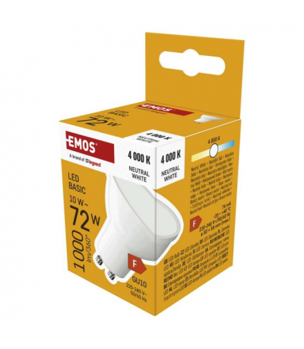 Żarówka LED Basic MR16 GU10, 10W (72W), 1000lm, Neutralna biel 4000K EMOS ZL8F53