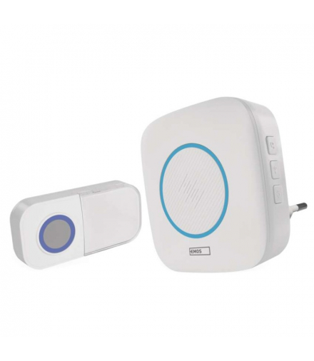 Dzwonek bezprzewodowy do gniazdka 230V AC, 4 poziomy głośności, sygnalizacja optyczna EMOS P5737