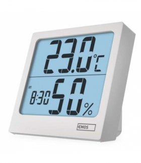 Termometr z higrometrem, cyfrowy z dużym podświetlanym wyświetlaczem, zegarem i budzikiem, 88x86mm, E0114N EMOS E0114N