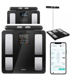 Waga łazienkowa analityczna, szklana, Smart Premium Bluetooth BMI, waga, tkanka tłuszczowa, mięśnie, woda, kości, Zortiva 26893 18813