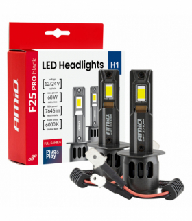 Żarówki samochodowe LED seria F25 PRO BLACK FULL CANBUS H1 68W 12V 24V AMiO 04717