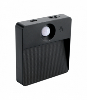 Ładowalna oprawa schodowa LED z czujnikiem ruchu, USB-C, LUIS LED D 1W CCT, kwadratowa, czarny Struhm 04928