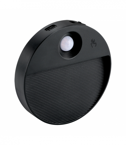 Ładowalna oprawa schodowa LED z czujnikiem ruchu, USB-C, LUIS LED C 1W CCT, okrągła czarny Struhm 04927