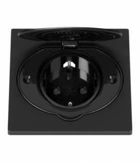 Hermetyczne gniazdo elektryczne wpuszczane, IP44, 1x2P+Z(Schuko), czarne Orno OR-AE-1397(GS)/B