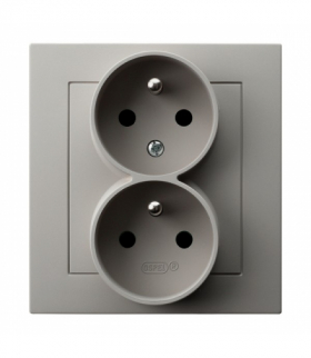 AS GP-2GC/82 Gniazdo podwójne z uziemieniem z funkcją niezamienności faz, kompletne z ramką Kaszmir Ospel