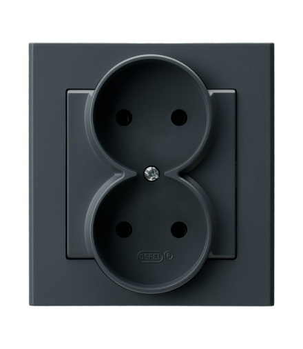 SONATA GP-2R/73 Gniazdo podwójne kompletne z ramką Szary grafit Ospel