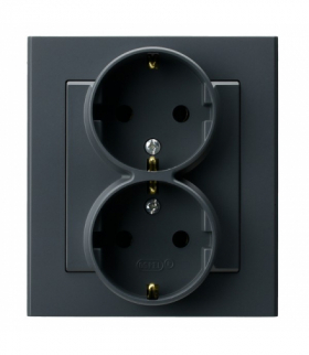 SONATA GP-2RS/73 Gniazdo podwójne z uziemieniem schuko kompletne z ramką Szary grafit Ospel