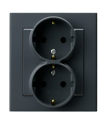 SONATA GP-2RS/73 Gniazdo podwójne z uziemieniem schuko kompletne z ramką Szary grafit Ospel