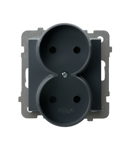 SONATA GP-2RR/m/73 Gniazdo podwójne moduł bez ramki Szary grafit Ospel