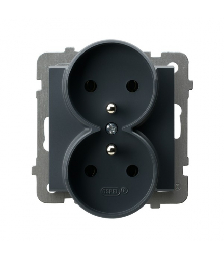 SONATA GP-2RRAZ/m/73 Gniazdo podwójne z uziemieniem moduł bez ramki (do ramek 4mm) Szary grafit Ospel