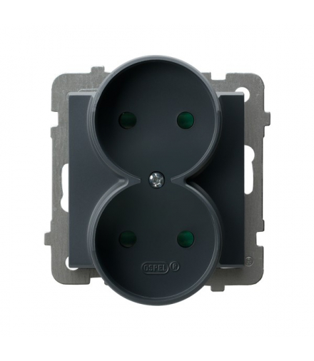 SONATA GP-2RRP/m/73 Gniazdo podwójne z przesłonami torów prądowych, moduł bez ramki Szary grafit Ospel