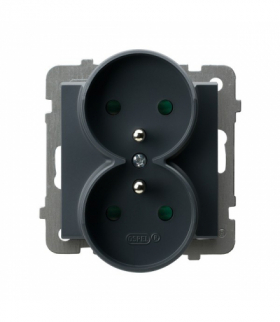 SONATA GP-2RRZP/m/73 Gniazdo podwójne z uziemieniem z przesłonami torów prądowych, moduł bez ramki Szary grafit Ospel