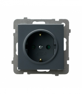 SONATA GP-1RSP/m/73 Gniazdo pojedyncze z uziemieniem schuko z przesłonami torów prądowych Szary grafit Ospel