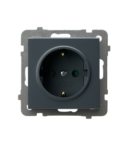 SONATA GP-1RSP/m/73 Gniazdo pojedyncze z uziemieniem schuko z przesłonami torów prądowych Szary grafit Ospel