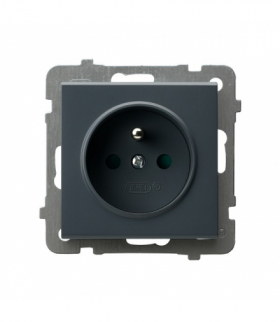 SONATA GP-1RZP/m/73 Gniazdo pojedyncze z uziemieniem z przesłonami torów prądowych Szary grafit Ospel