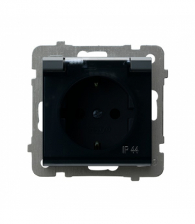 SONATA GPH-1RS/m/73/d Gniazdo bryzgoszczelne z uziemieniem schuko IP-44 wieczko przezroczyste Szary grafit Ospel