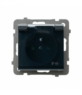 SONATA GPH-1RZP/m/73/d Gniazdo bryzgoszczelne z uziemieniem IP-44 z przesłonami torów prądowych wieczko przezroczyste Szary grafit Ospel