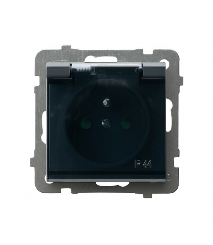 SONATA GPH-1RZP/m/73/d Gniazdo bryzgoszczelne z uziemieniem IP-44 z przesłonami torów prądowych wieczko przezroczyste Szary grafit Ospel
