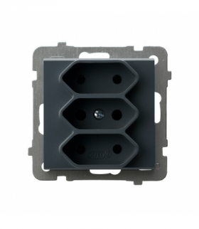 SONATA GP-3R/m/73 Gniazdo potrójne EURO Szary grafit Ospel