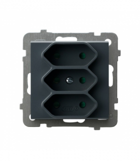 SONATA GP-3RP/m/73 Gniazdo potrójne EURO z przesłonami torów prądowych Szary grafit Ospel