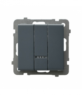 SONATA ŁP-13RS/m/73 Łącznik potrójny z podświetleniem niebieskim Szary grafit Ospel