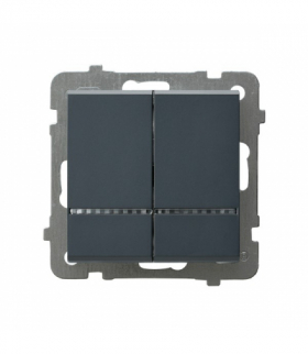 SONATA ŁP-2RS/m/73 Łącznik dwugrupowy świecznikowy z podświetleniem niebieskim Szary grafit Ospel