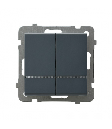 SONATA ŁP-2RS/m/73 Łącznik dwugrupowy świecznikowy z podświetleniem niebieskim Szary grafit Ospel