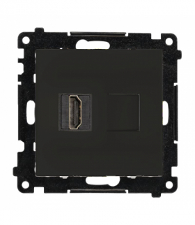 Gniazdo HDMI pojedyncze, moduł, czarny mat, HDMI 2.1 Simon 55 TGHDMI121.01/149