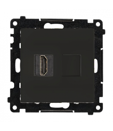 Gniazdo HDMI pojedyncze, moduł, czarny mat, HDMI 2.1 Simon 55 TGHDMI121.01/149