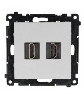 Gniazdo HDMI podwójne, moduł, aluminium mat, HDMI 2.1 Simon 55 TGHDMI221.01/143