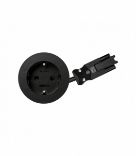 Meblowe gniazdo zasilające z uziemieniem (Schuko), Simon 400 Flash 60, 230V, 16A, przewód 20 cm, szybkozłącze w układzie Wieland, czarny Simon 400, Flash 60 43101002-138